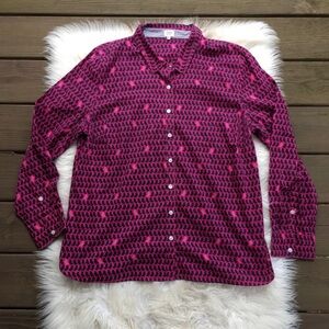 Crown & Ivy Bird Print Button Down Blouse